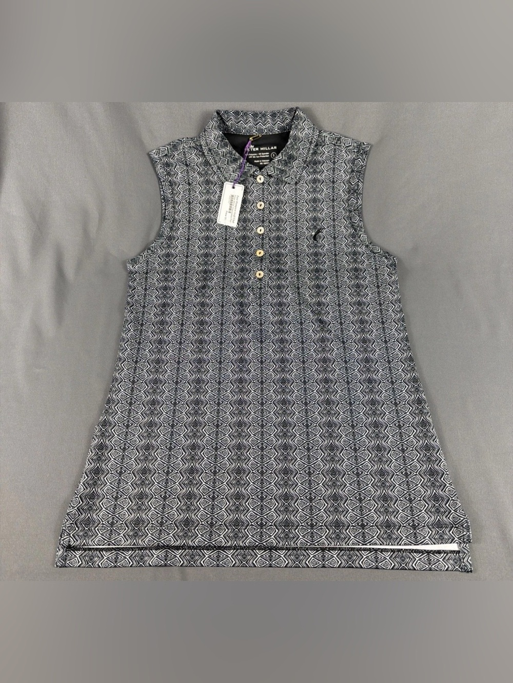 Peter Millar Womens Golf Shirt Polo Chest Logo SLVLS Printed Small Black